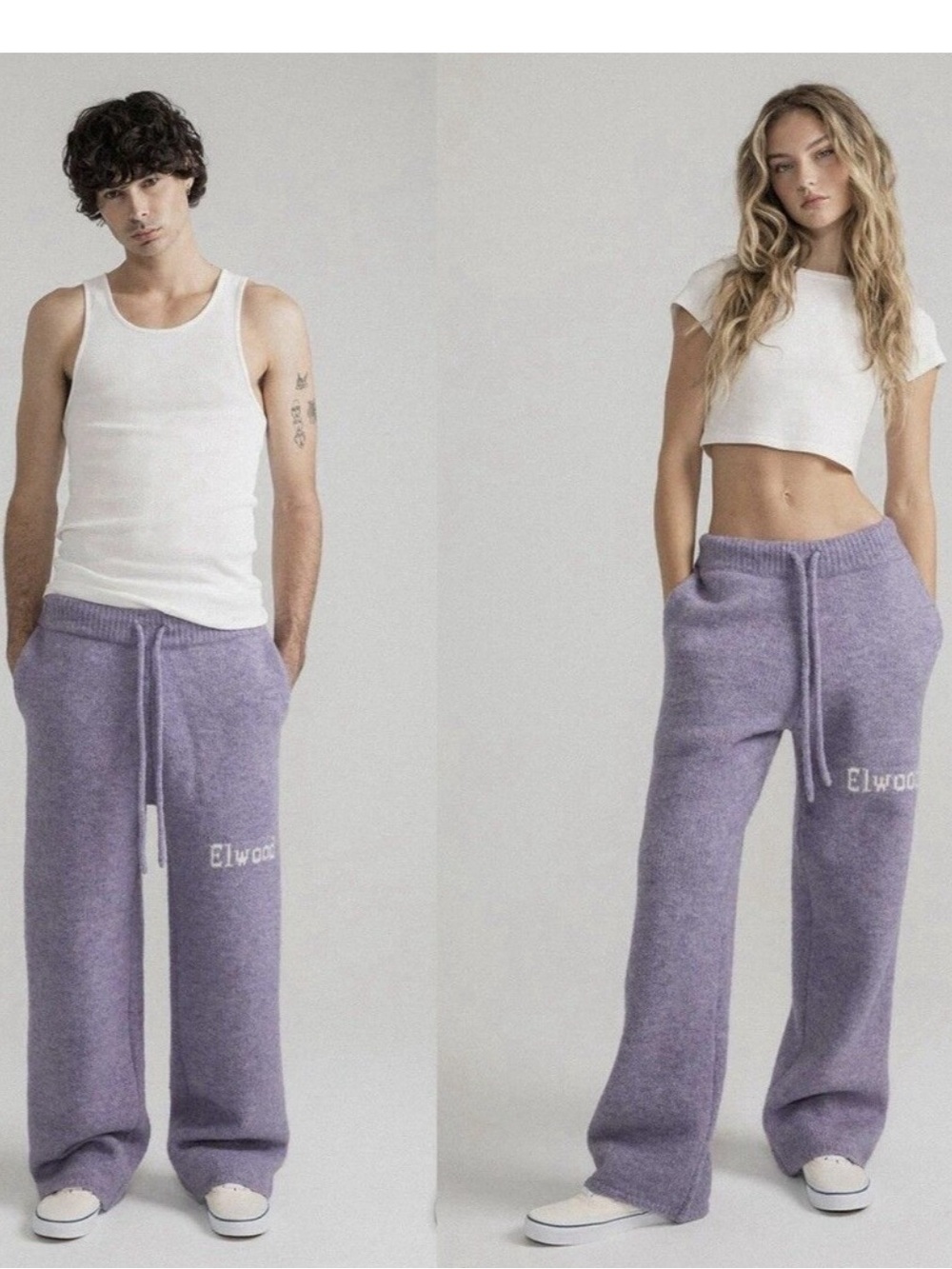 Elwood Lavender Wide Leg Knit Pants - Women